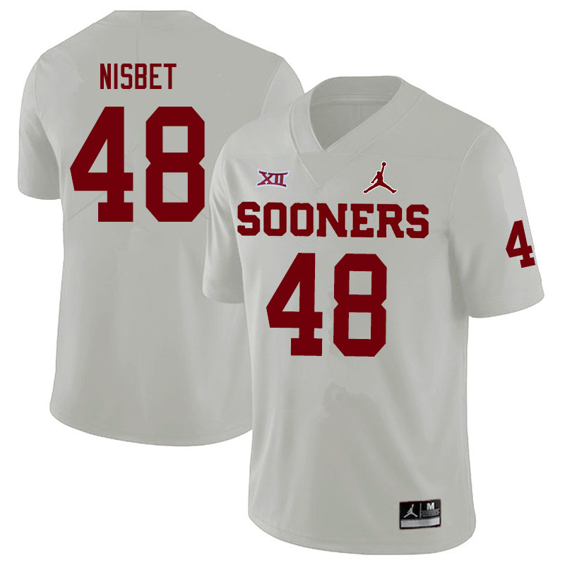 Men #48 Deuce Nisbet Oklahoma Sooners Jordan Brand College Football Jerseys Sale-White